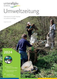 Titelblatt der Umweltzeitung 2024 - Aufräumarbeiten im Wald im Rahmen von "Pack mer's - sauberes Unterallgäu"